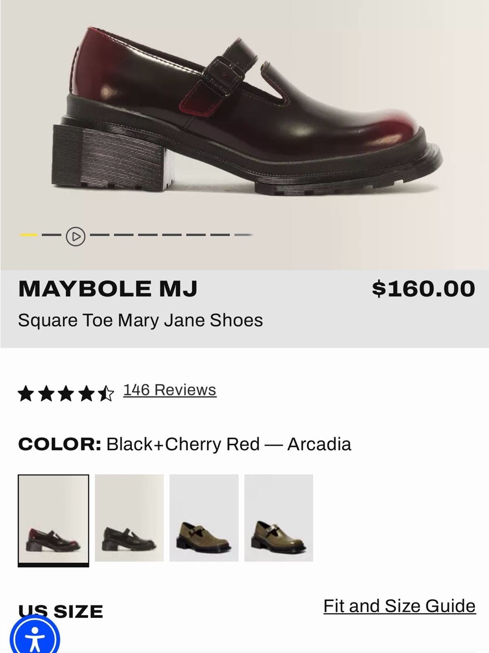 Dr. Martens Maybole MJ Mary Jane in Black & Cherry Red